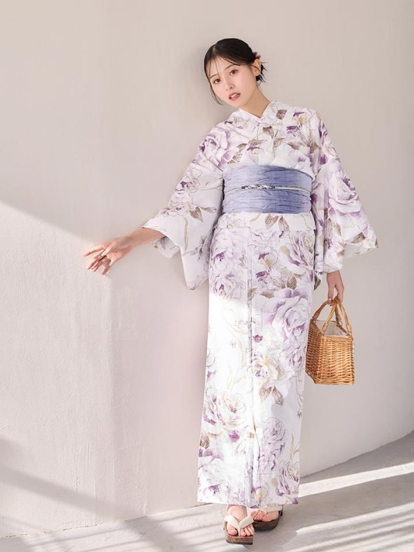 画像6: 【即日発送】藤霞のアンティークローズ浴衣  【浴衣３点セット 浴衣/帯/下駄】[OF04/HC03]