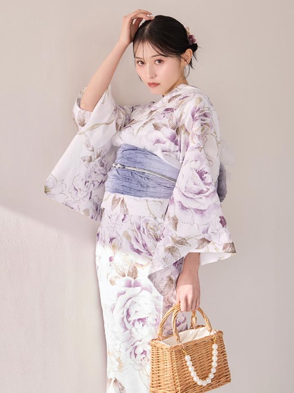 画像8: 【即日発送】藤霞のアンティークローズ浴衣  【浴衣３点セット 浴衣/帯/下駄】[OF04/HC03]