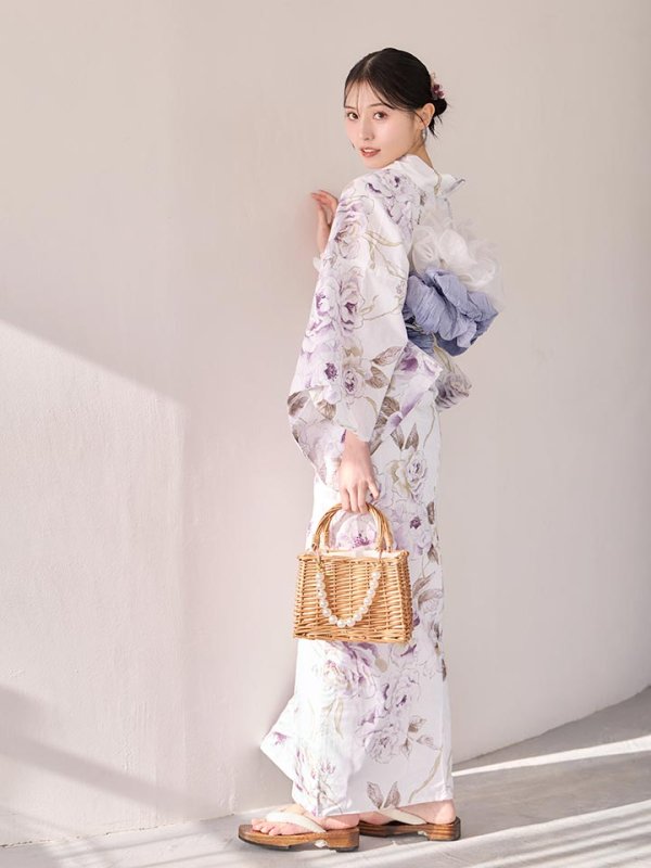 画像15: 【即日発送】藤霞のアンティークローズ浴衣  【浴衣３点セット 浴衣/帯/下駄】[OF04/HC03]