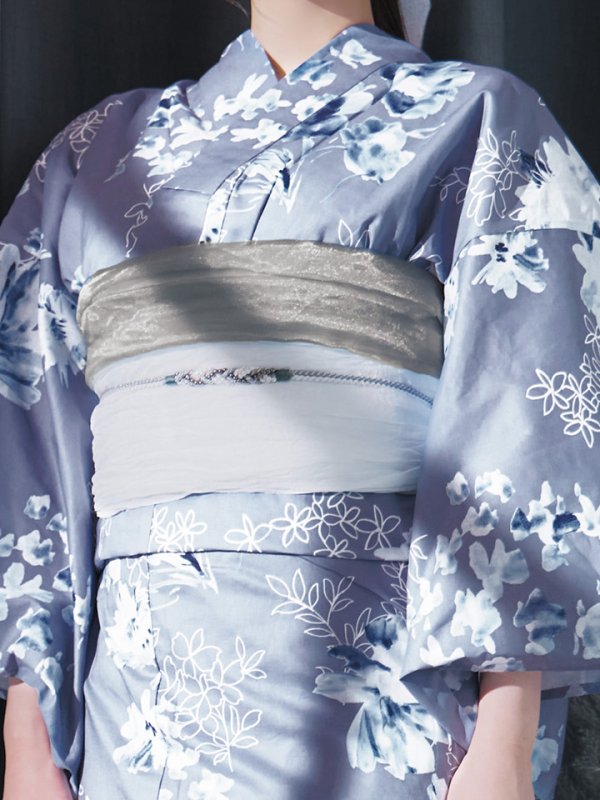 画像19: 【即日発送】グレイ×モードフラワー浴衣  【浴衣３点セット 浴衣/帯/下駄】[YMT]