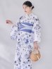 画像3: 【即日発送】水墨ニュアンスフラワー浴衣  【浴衣３点セット 浴衣/帯/下駄】[OF04/HC03] (3)