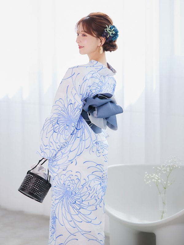 画像11: 【即日発送】白菊月の古典浴衣  【浴衣３点セット 浴衣/帯/下駄】[YMT]