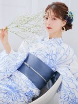 白菊月の古典浴衣 OBI-hira-100-ok-4-DusBL / HIMO-900-yn-4-GYxGY / YA-73-kn-BLGR / GETA-01-kj-2-BL / [YMT]