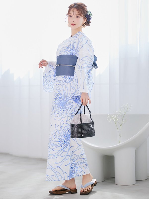 画像3: 【即日発送】白菊月の古典浴衣  【浴衣３点セット 浴衣/帯/下駄】[YMT]