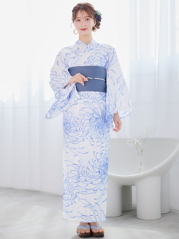 画像4: 【即日発送】白菊月の古典浴衣  【浴衣３点セット 浴衣/帯/下駄】[YMT]