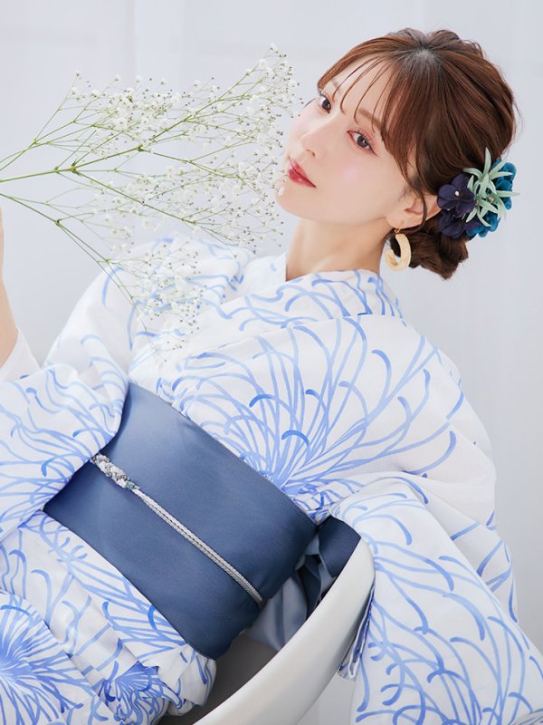 画像5: 【即日発送】白菊月の古典浴衣  【浴衣３点セット 浴衣/帯/下駄】[YMT]