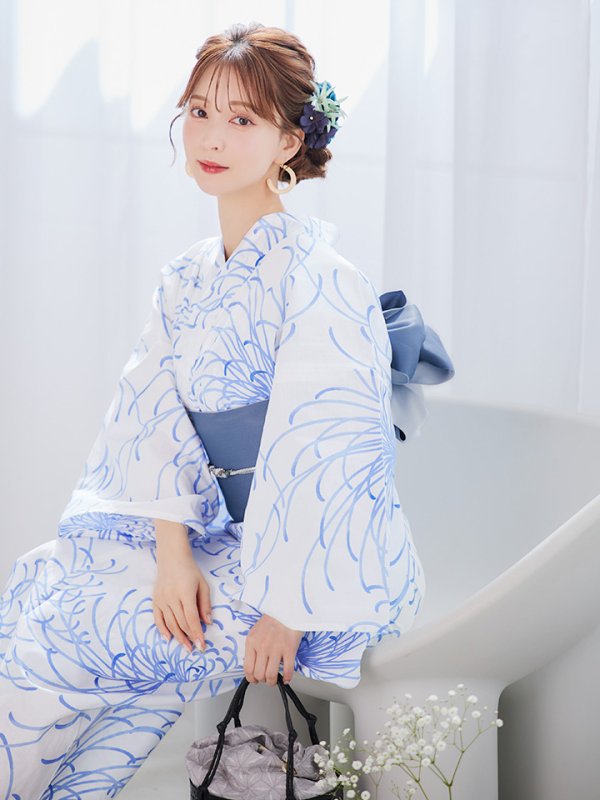 画像7: 【即日発送】白菊月の古典浴衣  【浴衣３点セット 浴衣/帯/下駄】[YMT]