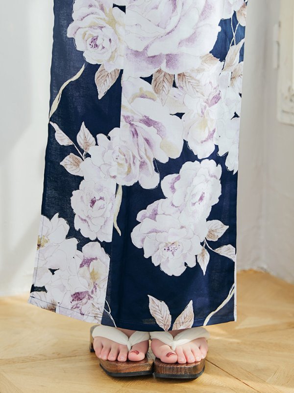 画像18: 【即日発送】濃紺牡丹柄浴衣  【浴衣３点セット 浴衣/帯/下駄】[YMT]