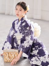 【即日発送】スタイリッシュ牡丹モダン浴衣【浴衣３点セット 浴衣/帯/下駄】[OF04]