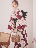 【予約 / 5月中旬発送予定】白椿と梅の花柄浴衣 OBI-siwa-204-wk-1-B / HIMO-902-kj-5-RosePK / / YA-1066-kj-IV / GETA-02-ok-8-RoseP/ [yo/OF01]