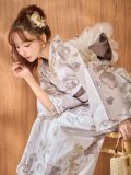 【即日発送】ブラウンアンティークフラワー浴衣【浴衣３点セット 浴衣/帯/下駄】[OF04]