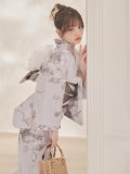 【即日発送】ブラウンアンティークフラワー浴衣【浴衣３点セット 浴衣/帯/下駄】[OF04]