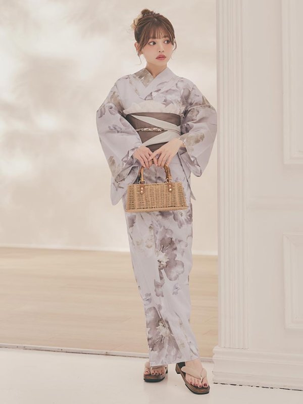 画像4: 【即日発送】ブラウンアンティークフラワー浴衣【浴衣３点セット 浴衣/帯/下駄】[OF04]