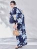 画像3: 送料無料！ネイビーリリーフラワー浴衣【浴衣３点セット 浴衣/帯/下駄】[OF04]【予約 / 5月下旬発送予定】 (3)