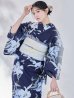 画像8: 送料無料！ネイビーリリーフラワー浴衣【浴衣３点セット 浴衣/帯/下駄】[OF04]【予約 / 5月下旬発送予定】 (8)