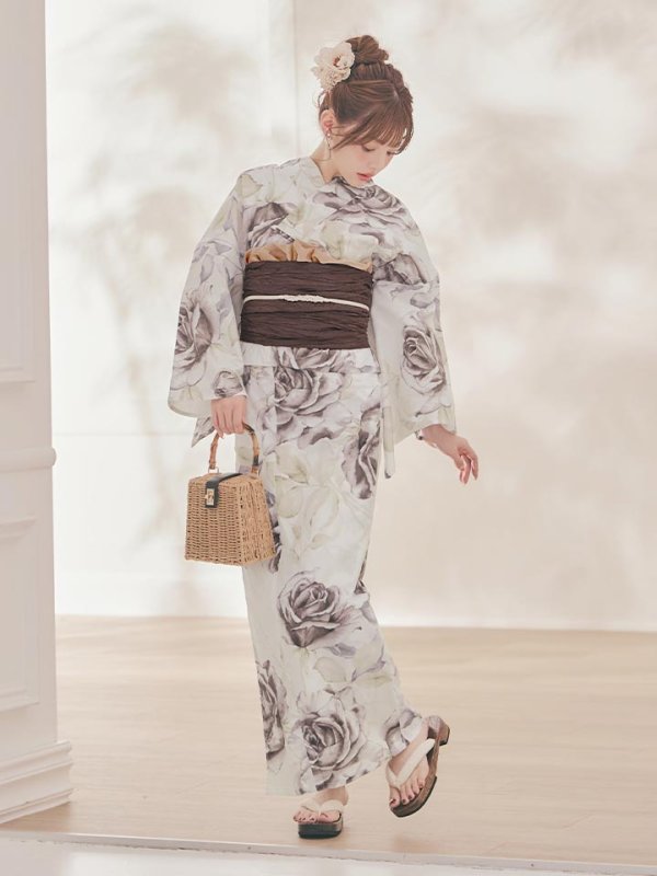 画像3: 送料無料！エクリュアンティークローズ浴衣【浴衣３点セット 浴衣/帯/下駄】[OF04]【予約 / 4月上旬発送予定】