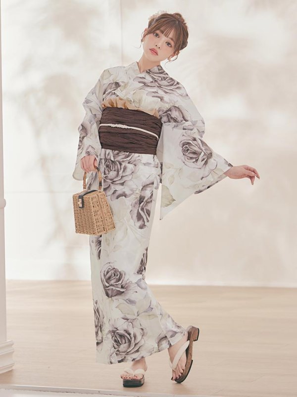 画像4: 送料無料！エクリュアンティークローズ浴衣【浴衣３点セット 浴衣/帯/下駄】[OF04]【予約 / 4月上旬発送予定】