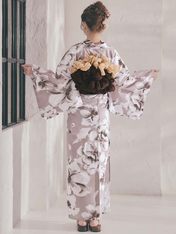 画像14: 【即日発送】モカブラウンアンティークブーケ浴衣【浴衣３点セット 浴衣/帯/下駄】[OF04]