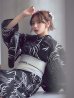 画像11: 【即日発送】モノトーン和柄柳浴衣【浴衣３点セット 浴衣/帯/下駄】[OF04] (11)