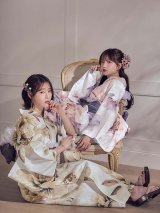 彩華グラデーション牡丹浴衣/ホワイトエレガントフラワー浴衣【浴衣３点セット 浴衣/帯/下駄】[OF04]【一部予約 / 4月上旬発送予定】