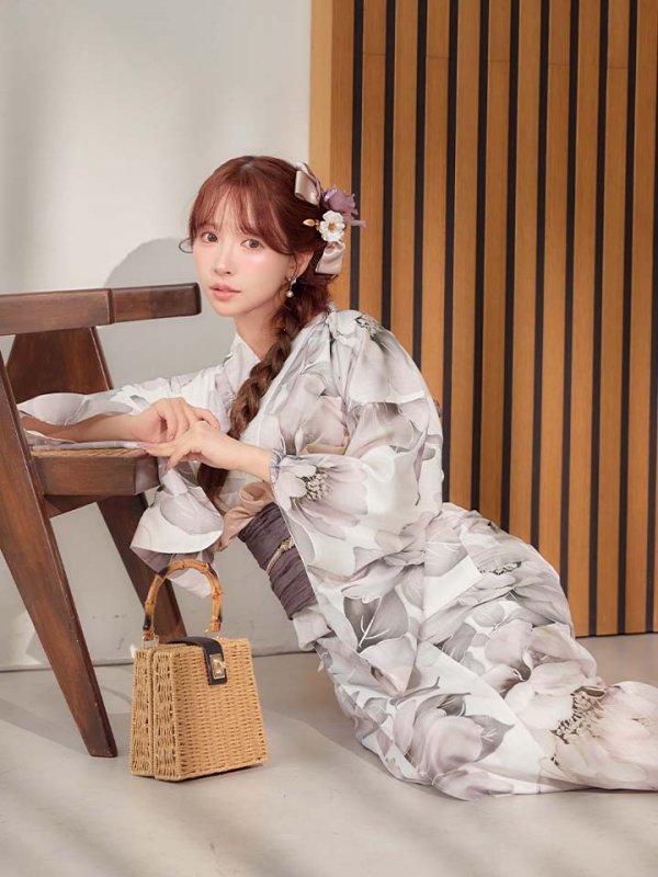 画像9: 送料無料！グレージュニュアンスピオニー浴衣【浴衣３点セット 浴衣/帯/下駄】[OF04]【予約 / 4月上旬発送予定】