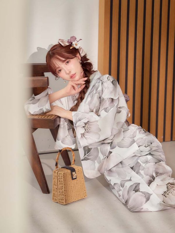 画像11: 送料無料！グレージュニュアンスピオニー浴衣【浴衣３点セット 浴衣/帯/下駄】[OF04]【予約 / 4月上旬発送予定】