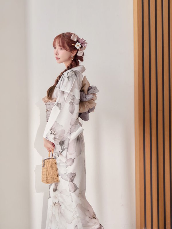 画像12: 送料無料！グレージュニュアンスピオニー浴衣【浴衣３点セット 浴衣/帯/下駄】[OF04]【予約 / 4月上旬発送予定】