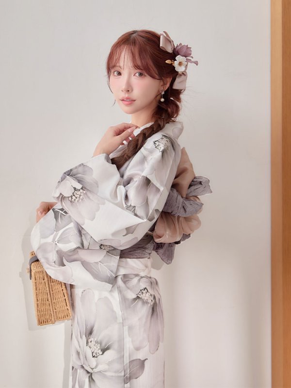 画像13: 送料無料！グレージュニュアンスピオニー浴衣【浴衣３点セット 浴衣/帯/下駄】[OF04]【予約 / 4月上旬発送予定】