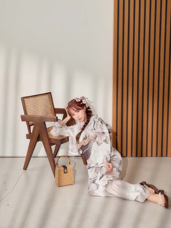 画像15: 送料無料！グレージュニュアンスピオニー浴衣【浴衣３点セット 浴衣/帯/下駄】[OF04]【予約 / 4月上旬発送予定】