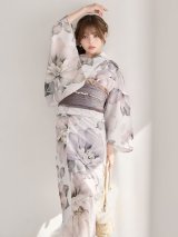 送料無料！グレージュニュアンスピオニー浴衣【浴衣３点セット 浴衣/帯/下駄】[OF04]【予約 / 4月上旬発送予定】