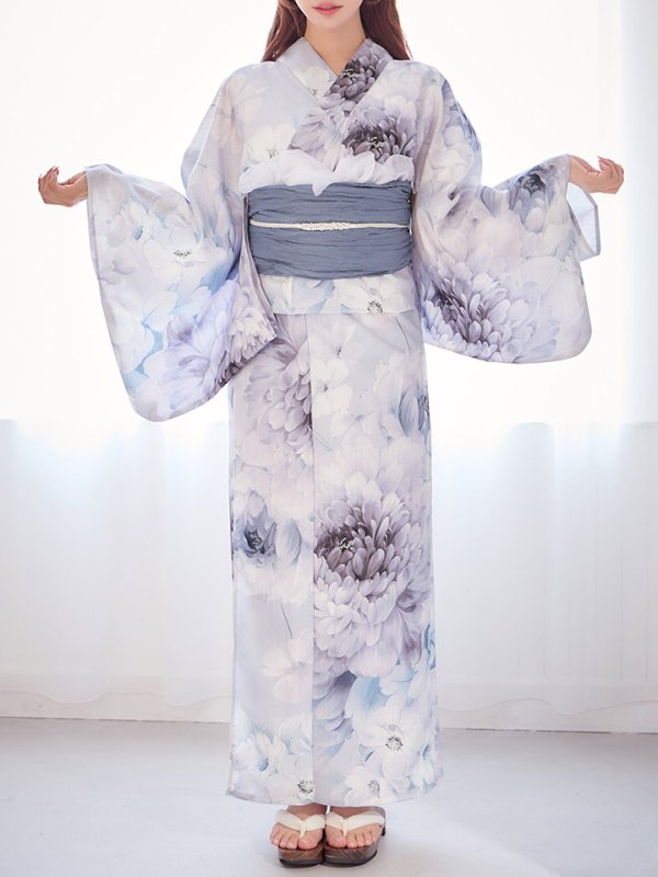 画像4: 送料無料！ニュアンスブルー浴衣【浴衣３点セット 浴衣/帯/下駄】[OF04]【予約 / 4月上旬発送予定】