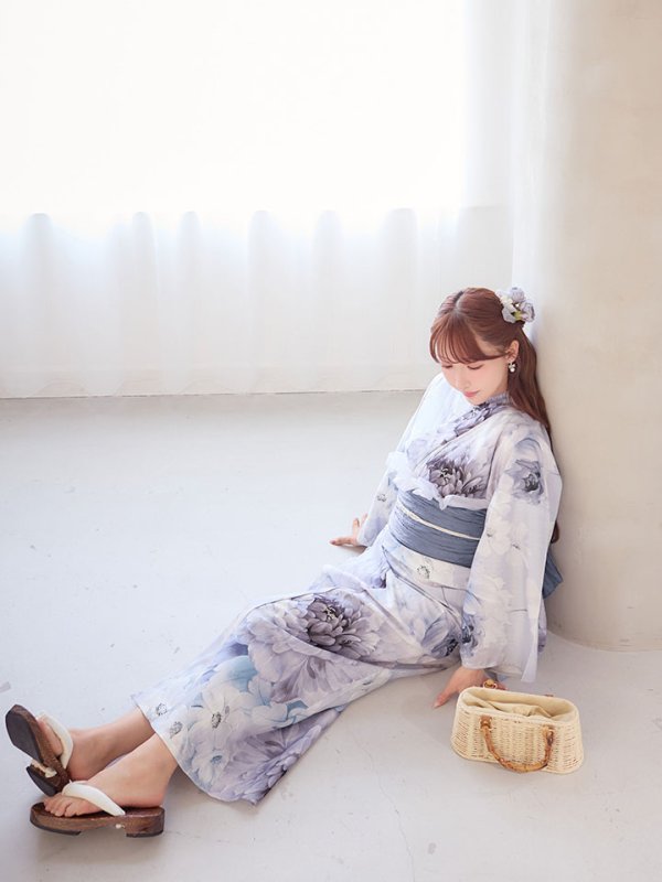 画像8: 送料無料！ニュアンスブルー浴衣【浴衣３点セット 浴衣/帯/下駄】[OF04]【予約 / 4月上旬発送予定】