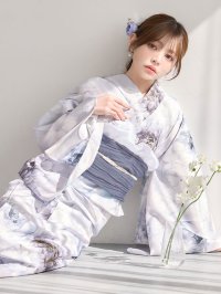 【即日発送】送料無料！ニュアンスブルー浴衣【浴衣３点セット 浴衣/帯/下駄】[OF04]