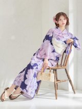 送料無料！ネイビーピオニー浴衣【浴衣３点セット 浴衣/帯/下駄】[OF04]【予約 / 4月上旬発送予定】