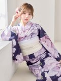 送料無料！ネイビーピオニー浴衣【浴衣３点セット 浴衣/帯/下駄】[OF04]【予約 / 4月上旬発送予定】
