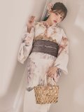 【即日発送】パステルミックス×ホワイト浴衣【浴衣３点セット 浴衣/帯/下駄】[OF04]