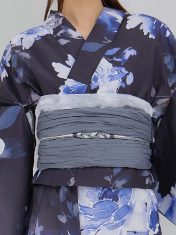 画像14: 【即日発送】大人ネイビー牡丹浴衣【浴衣３点セット 浴衣/帯/下駄】[OF04]