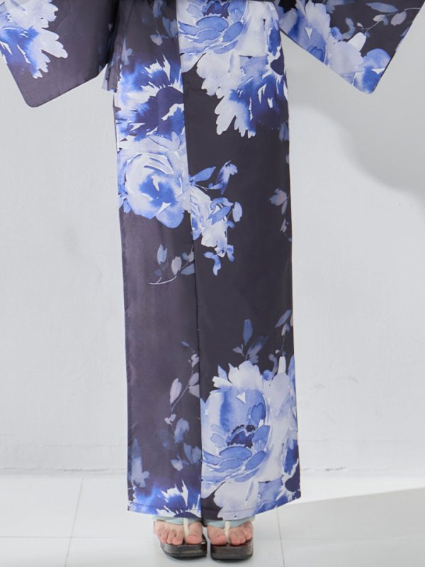 画像15: 【即日発送】大人ネイビー牡丹浴衣【浴衣３点セット 浴衣/帯/下駄】[OF04]