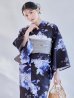 画像3: 【即日発送】大人ネイビー牡丹浴衣【浴衣３点セット 浴衣/帯/下駄】[OF04] (3)