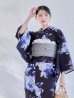 画像11: 【即日発送】大人ネイビー牡丹浴衣【浴衣３点セット 浴衣/帯/下駄】[OF04] (11)