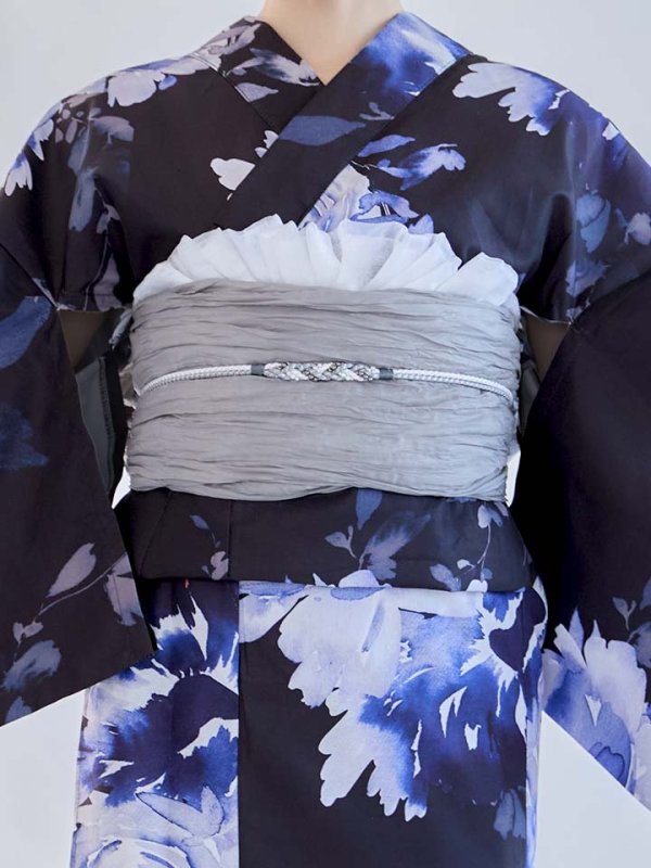 画像17: 【即日発送】大人ネイビー牡丹浴衣【浴衣３点セット 浴衣/帯/下駄】[OF04]