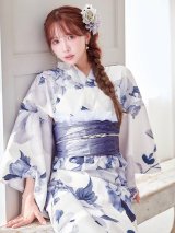 【即日発送】蒼花牡丹浴衣【浴衣３点セット 浴衣/帯/下駄】[OF04]