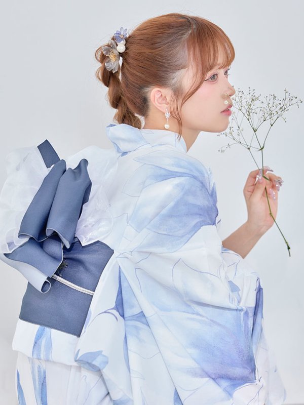 画像19: 【即日発送】送料無料！凛と咲く清涼蒼花浴衣【浴衣３点セット 浴衣/帯/下駄】[OF04]