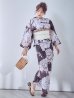 画像3: 送料無料！牡丹竜胆柄ネイビー浴衣【浴衣３点セット 浴衣/帯/下駄】[OF04]【予約 / 6月上旬発送予定】 (3)
