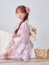 送料無料！牡丹竜胆柄ピンク浴衣【浴衣３点セット 浴衣/帯/下駄】[OF04]【予約 / 4月上旬発送予定】