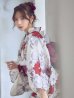 画像1: 【即日発送】紅白牡丹百合柄浴衣【浴衣３点セット 浴衣/帯/下駄】[OF04] (1)
