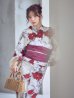 画像15: 【即日発送】紅白牡丹百合柄浴衣【浴衣３点セット 浴衣/帯/下駄】[OF04] (15)