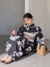 画像12: 送料無料！【即日発送】フローラルブラック浴衣【浴衣３点セット 浴衣/帯/下駄】[OF04] (12)
