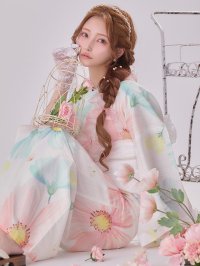 【即日発送】送料無料！MIXフローラ浴衣【浴衣３点セット 浴衣/帯/下駄】[OF04]