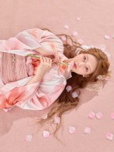 送料無料！スウィート水彩ピンクコスモス浴衣【浴衣３点セット 浴衣/帯/下駄】[OF04]【予約 / 4月下旬発送予定】